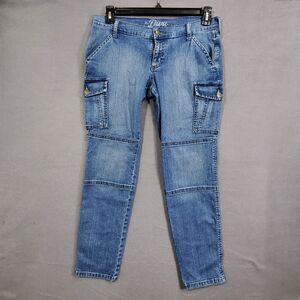 Old Navy The Diva Womens Size 8 Blue Cargo Jeans Low Rise Utility Denim Pants